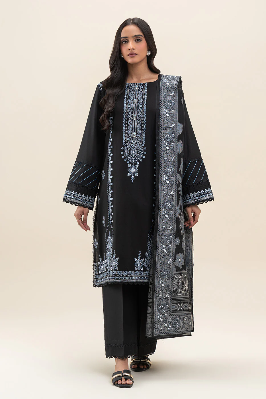 3 PIECE EMBROIDERED LAWN SUIT-RAVEN GRACE - Image 4