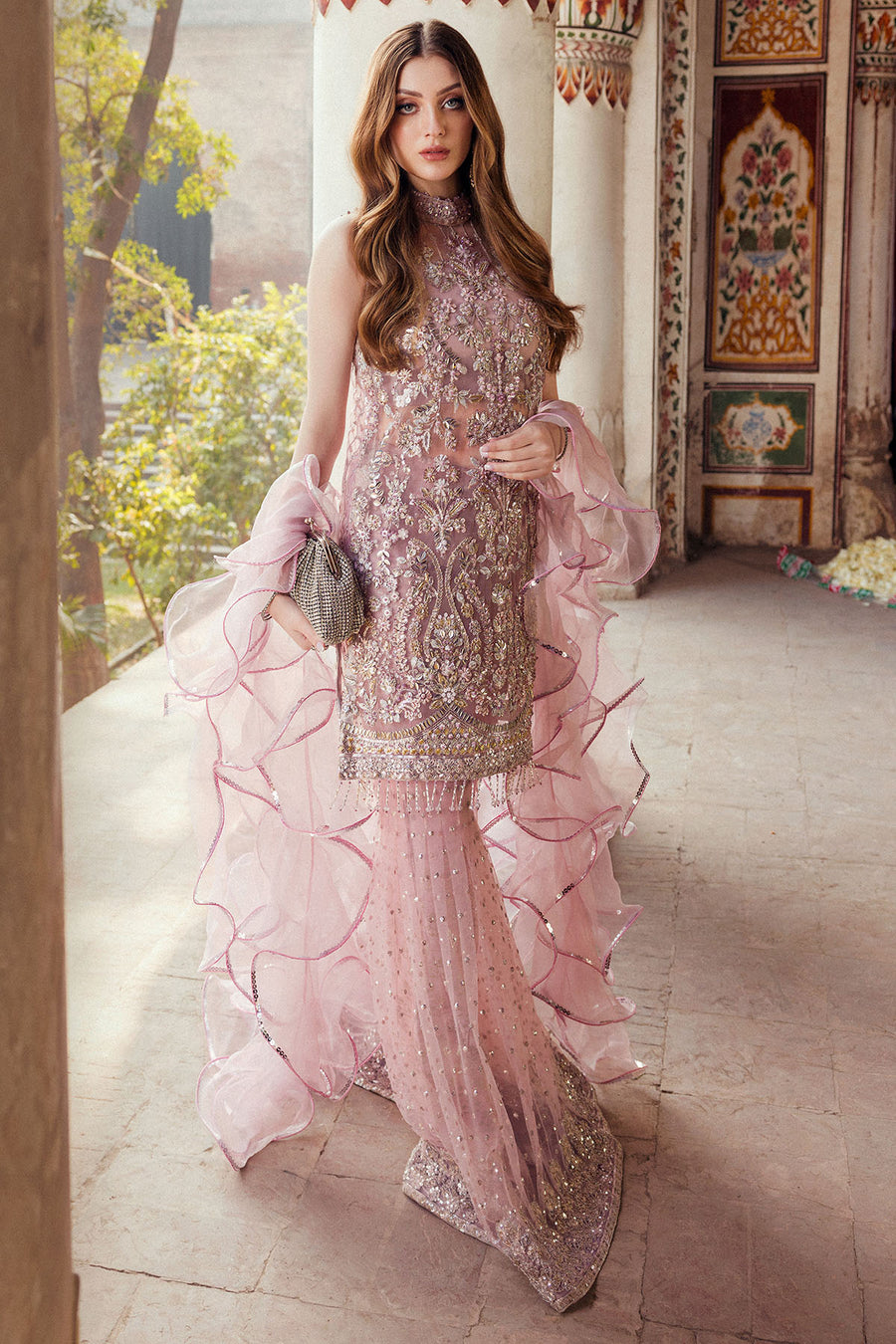 0002-MUSFIRAH HAND EMBELLISHED SILK NET STITCHED - Image 2